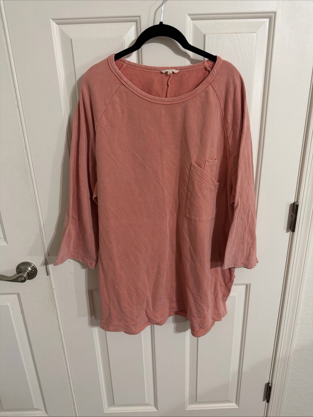 Easel L Dusty Rose Mineral Wash Oversized Tunic Top Lagenlook Boho